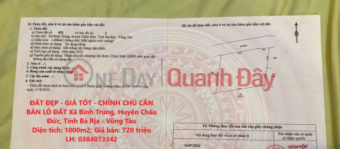 ĐẤT ĐẸP - GIÁ TỐT - CHÍNH CHỦ CẦN BÁN LÔ ĐẤT Xã Bình Trung, Huyện Châu Đức, Tỉnh Bà Rịa - Vũng Tàu _0