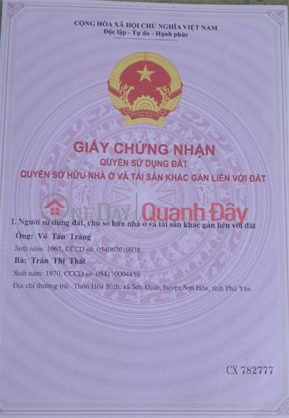 Cần Bán Đất Đẹp Vị Trí Siêu Đắc Địa Tại Thôn Hoà Bình, Xã Sơn Định, Huyện Sơn Hoà, Tỉnh Phú Yên. Việt Nam Bán đ 970 triệu