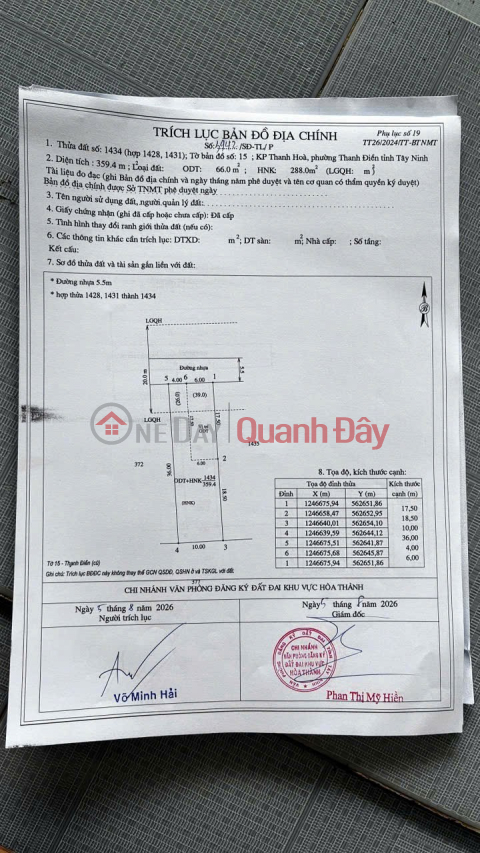 CHỈ 750 TRIỆU – SỞ HỮU NGAY LÔ ĐẤT ĐẸP TẠI Khu phố Thanh Hòa, phường Thanh Điền, Tây Ninh _0