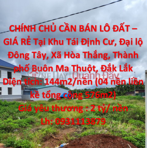 CHÍNH CHỦ CẦN BÁN LÔ ĐẤT – GIÁ RẺ Tại TP Buôn Ma Thuột, Đắk Lắk _0