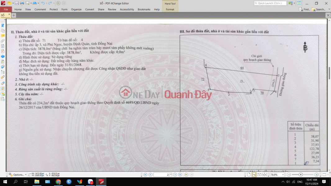 LAND OWNER IS STRIPPED FOR MONEY AND NEEDS TO URGENTLY SELL A LOT OF LAND IN DINH QUAN FOR 9BILLION VND Sales Listings