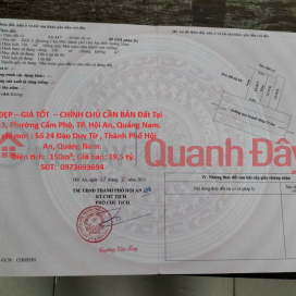 BEAUTIFUL LAND – GOOD PRICE – OWNER NEEDS TO SELL Land at Block 3, Cam Pho Ward, Hoi An City, Quang Nam. _0