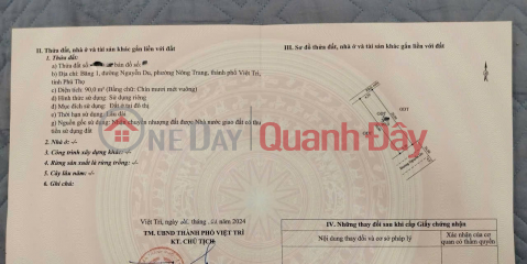 ĐẤT CHÍNH CHỦ - GIÁ TỐT Băng 1, Đường Nguyễn Du, Phường Nông Trang, TP Việt Trì - Phú Thọ _0