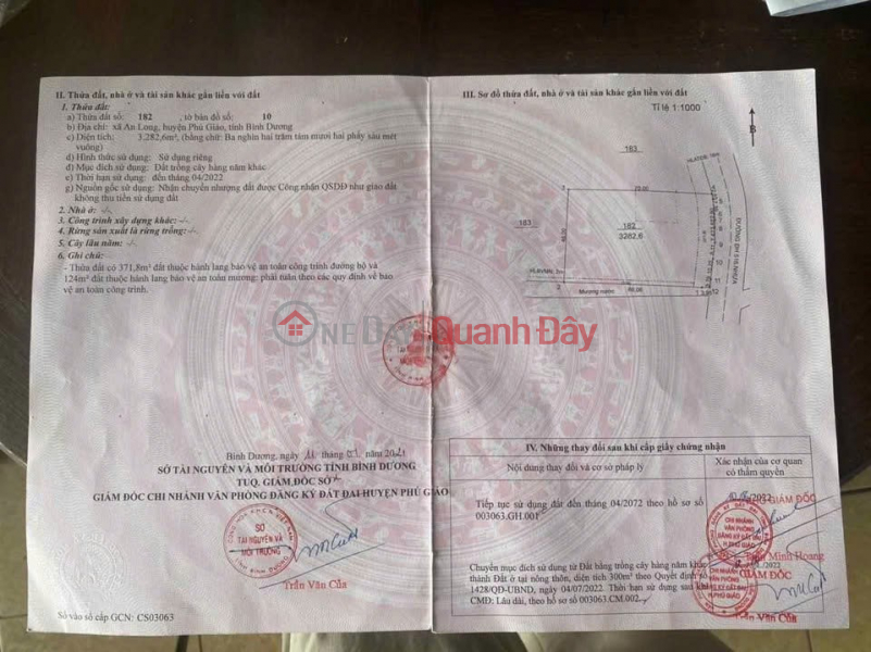 LAND FOR SALE BY OWNER - FRONTAGE An Long Commune, Phu Giao, Binh Duong Sales Listings