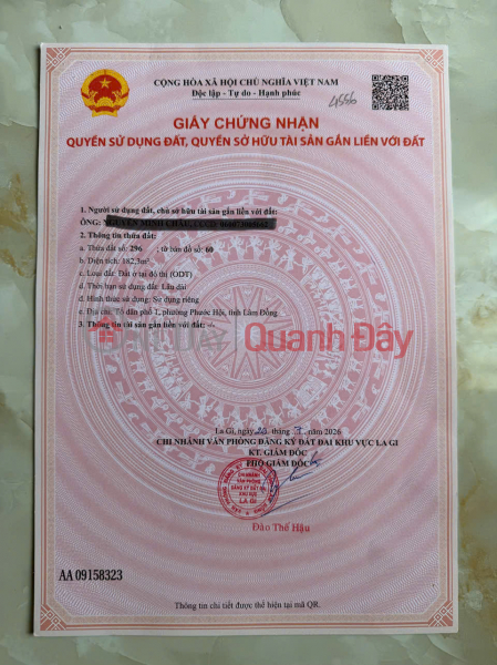đ 5.7 Billion, Land for sale, 185m2, 8m frontage - No. 30 Nguyen Truong To Street, Phuoc Hoi Ward, La Gi Town, Binh Thuan Province.