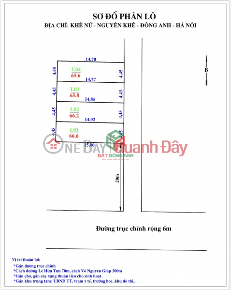 BÁN ĐẤT PHÂN LÔ KHÊ NỮ, NGUYÊN KHÊ, ĐÔNG ANH - GIÁ ĐẦU TƯ 4XTR/M2 Niêm yết bán