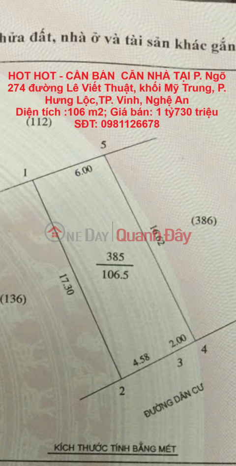 HOT HOT - NEED TO SELL A HOUSE IN WARD Hung Loc, VINH CITY, Nghe An _0