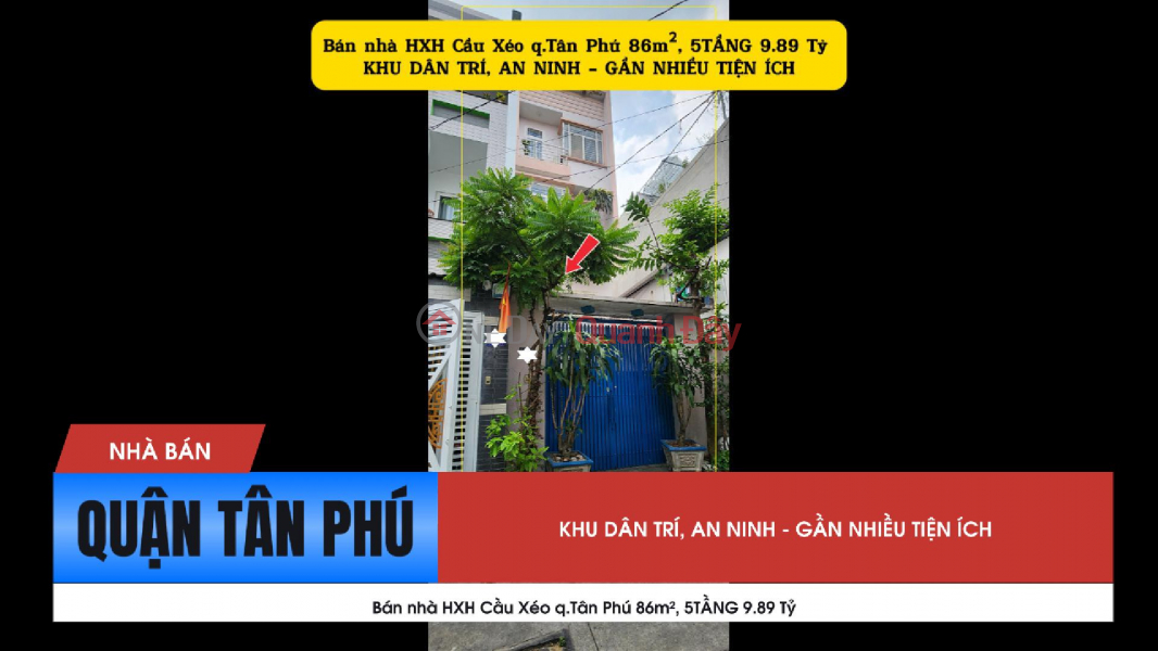 House for sale in alleyway off Cau Xeo Street, Tan Phu District, 86m², 5 floors, 9.89 billion VND. Sales Listings