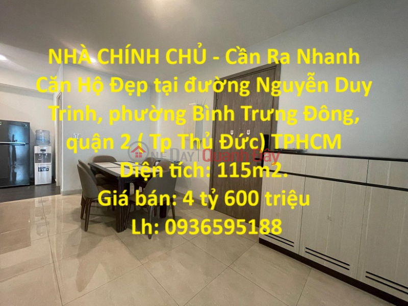 NHÀ CHÍNH CHỦ - Cần Ra Nhanh Căn Hộ Đẹp tại quận 2, TPHCM Niêm yết bán