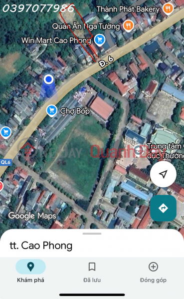 Owner selling a 1950m2 plot of land in the prime location of Cao Phong town center - opposite Cao Phong market. Vietnam | Sales đ 6.2 Billion