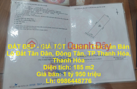 ĐẤT ĐẸP - GIÁ TỐT - Chính Chủ Cần Bán Lô Đất Tân Dân, Đông Tân, TP Thanh Hóa, Thanh Hóa _0