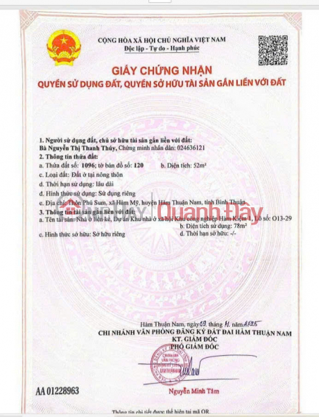 đ 1.6 Billion **Opportunity to own a townhouse in Nam Phan Thiet Residential Area, Binh Thuan (new Lam Dong)!**