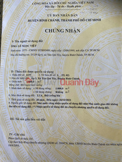 Quickly Own An Ideal Plot Of Land Near Binh Dien Wholesale Market in Hamlet 3, Tan Quy Tay, Binh Chanh, HCMC _0
