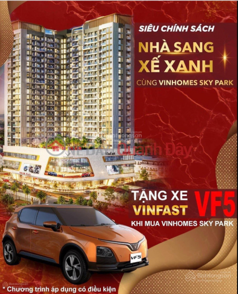 Sở hữu căn hộ cao cấp Vinhomes Sky Park và xe VF5 chỉ với 350 triệu, đón sóng cho thuê chuyên gia Niêm yết bán