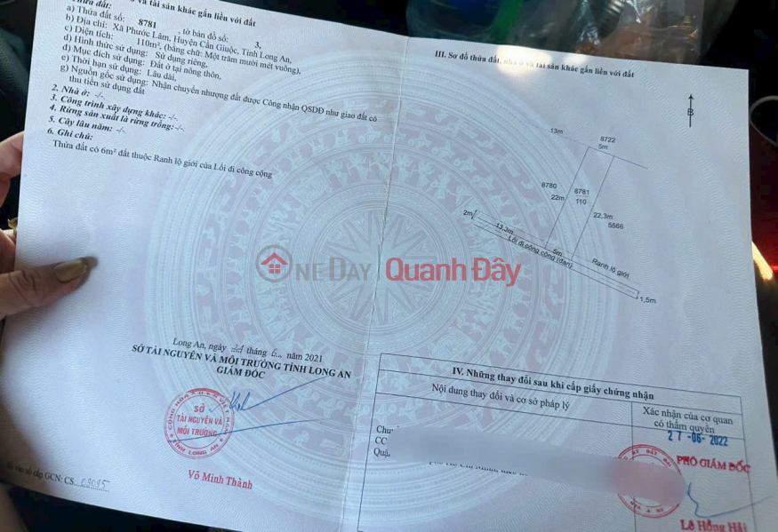 HOT HOT - CHÍNH CHỦ CẦN BÁN LÔ ĐẤT TẠI Xã Phước Lâm, Huyện Cần Giuộc, Tỉnh Long An. Niêm yết bán