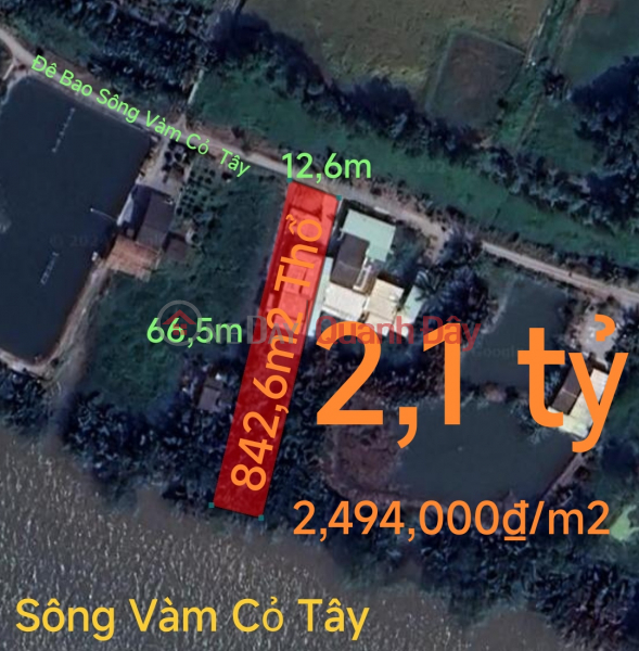 Urgent sale of plot of land with house facing Vam Co Tay river for 2.1 billion Sales Listings