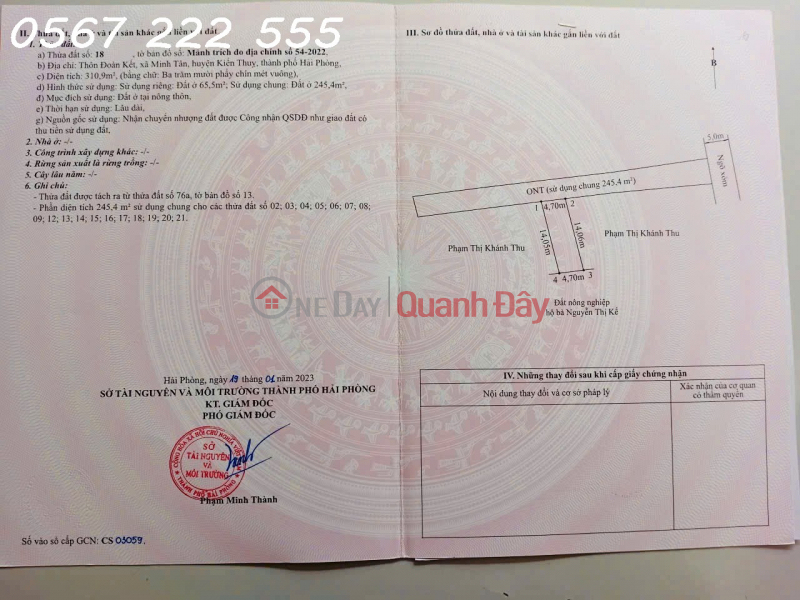 GIÁ ĐẦU TƯ – ĐẤT ĐOÀN KẾT, MINH TÂN, KIẾN THỤY ZALO 0567 222 555 Niêm yết bán