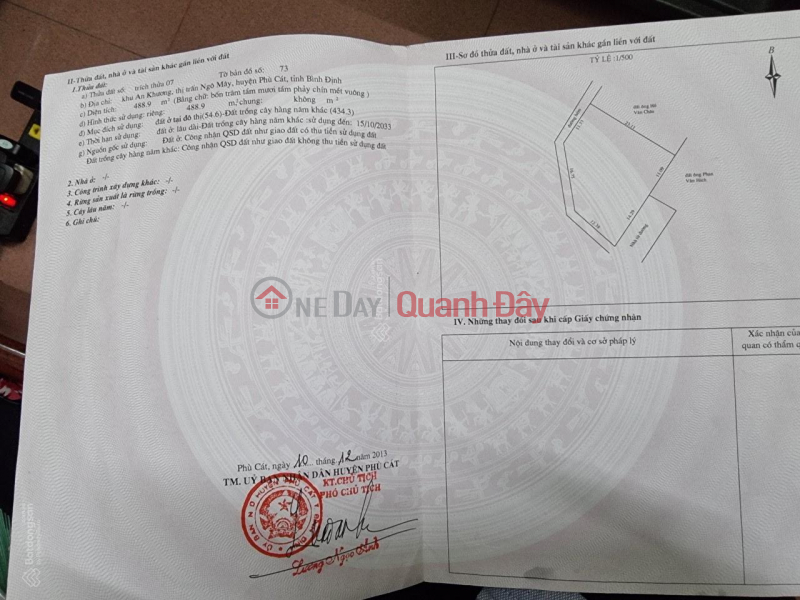 Property Search Vietnam | OneDay | Nhà ở Niêm yết bán, BÁN 488,9M2 ĐẤT SẴN SỔ TRUNG TÂM THỊ TRẤN NGÔ MÂY FULL TIỆN ÍCH