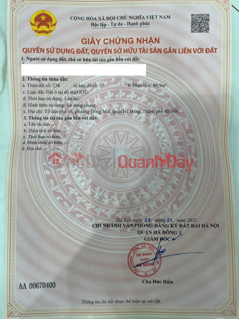 CHÍNH CHỦ CẦN BÁN LÔ ĐẤT 80,9M TẠI TỔ 16- ĐỒNG MAI-HÀ ĐÔNG-HÀ NỘI _0