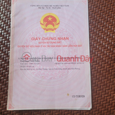 NHÀ ĐẤT CHÍNH CHỦ- GIÁ TỐT BÁN NHANH ĐẤT TẶNG KÈM NHÀ vị trí tại huyện Tiên Lãng thành phố Hải Phòng _0