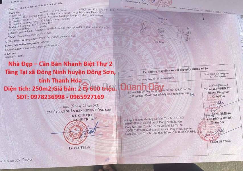 Nhà Đẹp – Cần Bán Nhanh Biệt Thự 2 Tầng Tại xã Đông Ninh huyện Đông Sơn, tỉnh Thanh Hóa Niêm yết bán