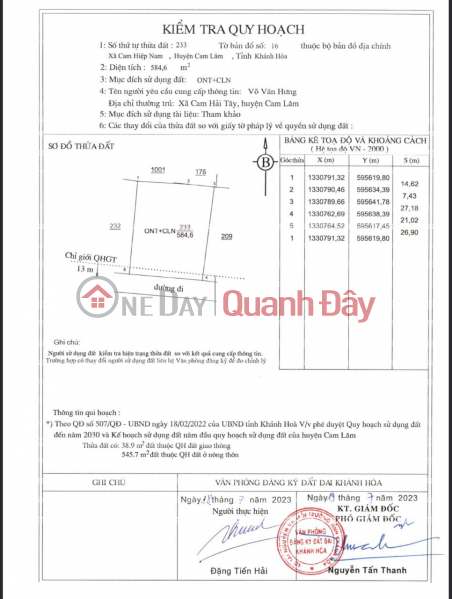 Property Search Vietnam | OneDay | Nhà ở Niêm yết bán ĐẤT ĐẸP - GIÁ TỐT - Cần Bán Lô Đất Đẹp Tại Xã Cam Hiệp Nam, Huyện Cam Lâm, Tỉnh Khánh Hòa