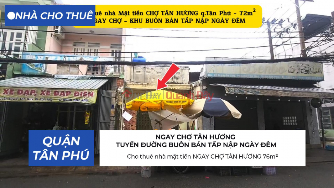 Cho thuê nhà mặt tiền NGAY CHỢ TÂN HƯƠNG 76m² Niêm yết cho thuê