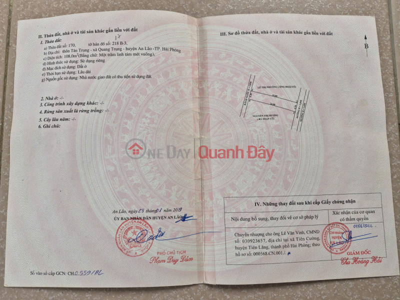 OWNER WANTS TO SELL A BEAUTIFUL PLOT OF LAND IN AN LAO – HAI PHONG Sales Listings