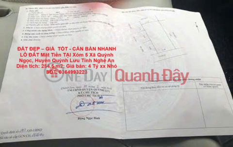 ĐẤT ĐẸP – GIÁ TỐT - CẦN BÁN NHANH LÔ ĐẤT Mặt Tiền TẠI Xóm 5 Xã Quỳnh Ngọc, Huyện Quỳnh Lưu Tỉnh Nghệ An _0