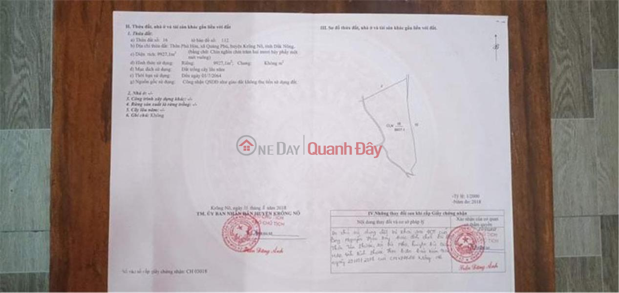 Property Search Vietnam | OneDay | Nhà ở, Niêm yết bán, ĐẤT CHÍNH CHỦ - GIÁ ĐẦU TƯ - Chính Chủ Cần Bán Tại Xã Quảng Phú, Huyện Krông Nô, Đăk Nông