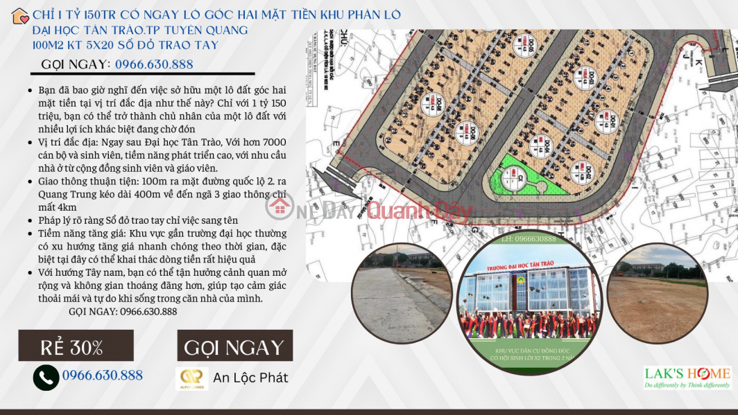 Corner lot with 2 frontages in Trung Mon Tuyen Quang subdivision area 5 x 20 only 1150 million Sales Listings