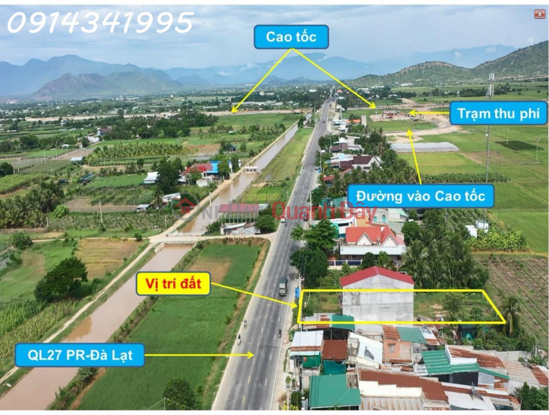 Nút giao cao tốc Ninh Thuận. Mặt đường QL27A, 20x50m sân bay Thành Sơn 5km, QL1 6km Niêm yết bán