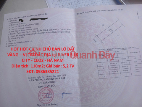 HOT HOT CHÍNH CHỦ BÁN LÔ ĐẤT VÀNG – VỊ TRÍ ĐẮC ĐỊA tại RIVER SILK CITY - CEO2 - HÀ NAM _0