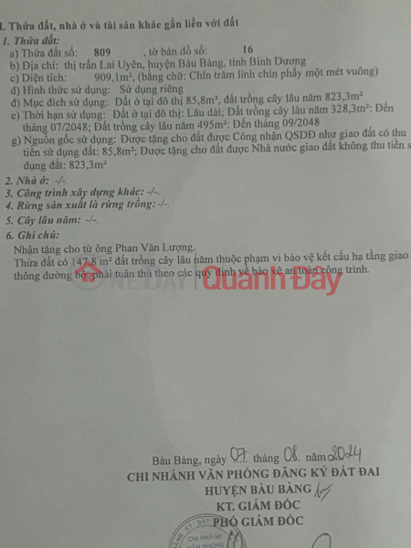 Owner selling a beautiful plot of land in Lai Uyen town, Bau Bang district, Binh Duong province - Convenient location. Vietnam Sales | đ 2.7 Billion