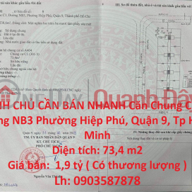 CHÍNH CHỦ CẦN BÁN NHANH Căn Chung Cư C1, Đường NB3 Quận 9 - TP Hồ Chí Minh _0