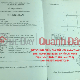 ĐẤT CHÍNH CHỦ - GIÁ TỐT - Xã Xuân Thới Sơn, Huyện Hóc Môn, TP Hồ Chí Minh ĐẤT CHÍNH CHỦ - GIÁ TỐT - Xã Xuân Thới Sơn, Huyện Hóc Môn, TP Hồ Chí Minh _0