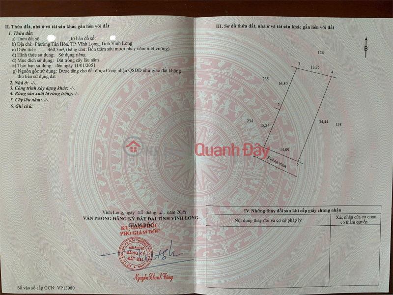 PRIME LAND – GOOD PRICE – OWNER SELLING LAND in Tan Hoa Commune, Vinh Long City, Vinh Long Province Sales Listings