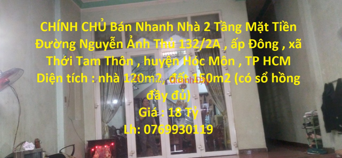 GENERAL Quick Sale House 2 Floors Front Nguyen Anh Thu Street In Hoc Mon-HCM Sales Listings
