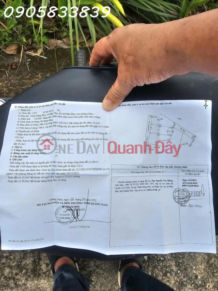 Land for sale urgently, Dien Tho Commune, Dien Ban District, Quang Nam Province (formerly) Sales Listings
