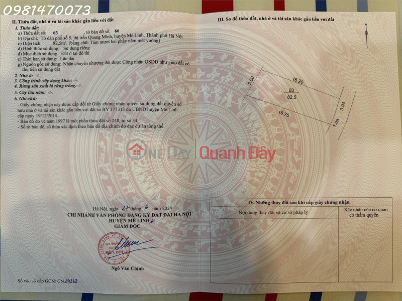 Bán đất tại Tổ dân phố số 5, Quang Minh, DT 147,9m2, view đẹp, giá siêu hời 70 triệu/m2 Niêm yết bán