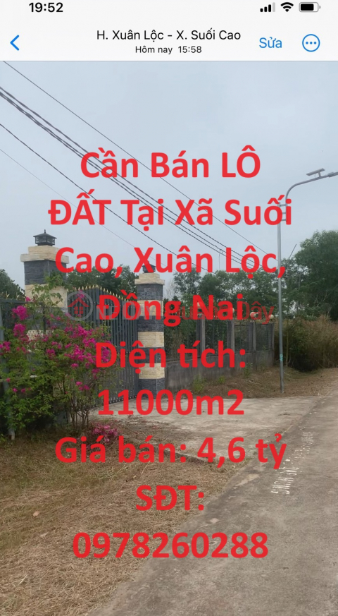 Cần Bán LÔ ĐẤT Tại Xã Suối Cao, Xuân Lộc, Đồng Nai _0