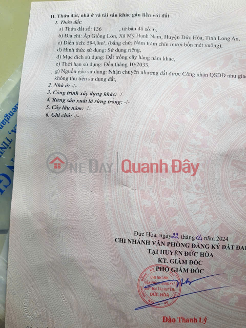BEAUTIFUL LAND - GOOD PRICE - LAND FOR SALE IN DUC HOA AREA, near Truong Tan Sang Pagoda _0