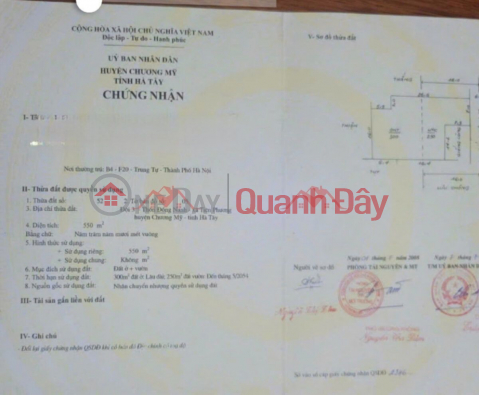 OWNER SELLS 550M LAND LOT RIGHT ACROSS PROVINCIAL ROAD 419 IN TIEN PHUONG-CHUONG MY-HANOI _0