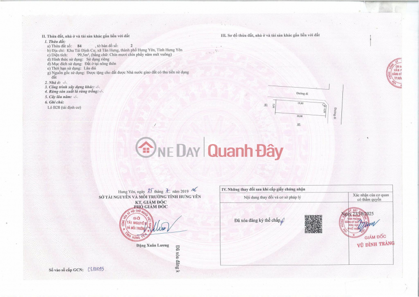 Chính chủ cần bán lô đất KDC tái định cư Cầu Hưng Hà, TP. Hưng Yên, DT 99.5m2, giá đầu tư, Việt Nam Bán | đ 3,5 tỷ