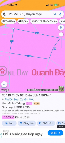 ĐẦU TƯ SINH LỜI - Chính Chủ Bán Lô Đất Mặt Tiền Đường Huỳnh Minh Thạnh, TT Phước Bửu, Xuyên Mộc BRVT Niêm yết bán