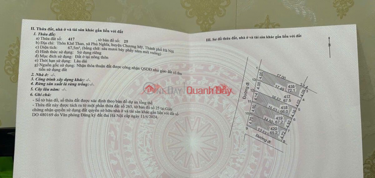 đ 10 triệu | LÔ ĐẤT ĐẸP NHẤT NHÌ 67,5M TẠI PHÚ NGHĨA-CHƯƠNG MỸ-HÀ NỘI