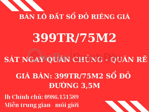 Selling a plot of land right near Provincial Road 354 and My Duc - An Lao Committee, area 75m2, price only 399 million\/lot. _0