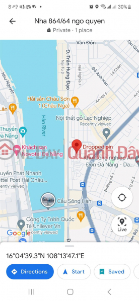 Selling land and giving away a 2-storey house, located on Ngo Quyen street, Tran Hung Dao street, near Han River bridge Sales Listings