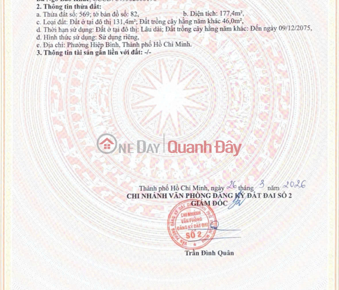 Selling a huge plot of land measuring 177m2 at 505\\/33 National Highway 13, just 200m from Van Phuc Gate. Sales Listings