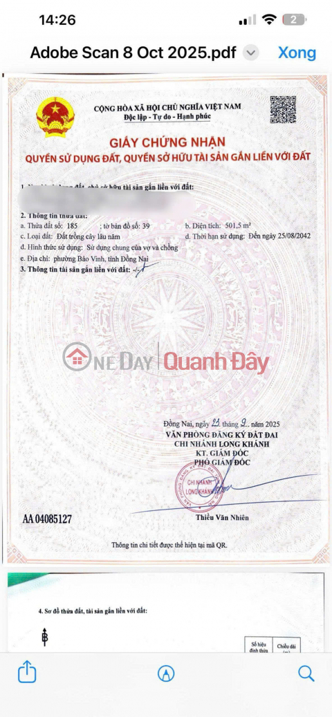 CHỈ 750TR SỞ HỮU NGAY 500M2 ĐẤT CHÍNH CHỦ MẶT TIỀN OTO TRÁNH TẠI BẢO VINH-LONG KHÁNH _0